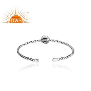 Twisted Arizona Turquoise Gemstone Bangle <b>Cuff</b> Jewelry 925 <b>Silver</b> Adjustable Oxidized Bangle Jewelry Wholesaler - Product Image 3