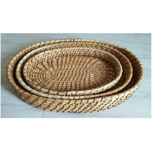 Juego de bandejas de servicio de bastón ovalado en diferentes tamaños para uso en la playa del restaurante en casa o en el salón lateral - Product Image 1