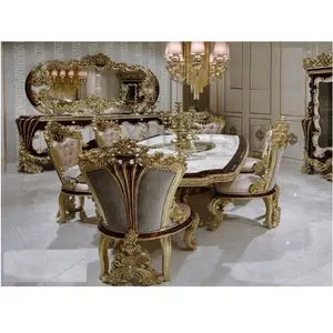 مصمم ماستر تبدو قطع أثاث لغرفة الطعام مجموعة الملكي قصر النظر قطع أثاث لغرفة الطعام بشكل كامل اليد منحوتة قطع أثاث لغرفة الطعام
