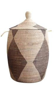 Round <b>Storage</b> Trunk Seagrass Basket with Lid <b>Grey</b> Traditional Style Seagrass Baskets Wholesale - Product Image 4