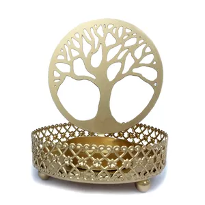 Luce Metallo molto a buon mercato e ragionevole Supporto di Candela con Tree of Life Simbolo 3D Parete di Proiezione sulla parete, in ottone Supporto Del Metallo