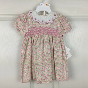 Beautiful & Cute Smoked <b>Toddler</b> Handmade Printed Dress with Beautiful Embroidery - 2023 - Product Image 1