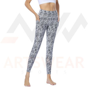 Leggings de yoga taille haute pour femmes avec logo personnalisé, 100 % Spandex Polyester, légers et respirants, motif imprimé, collection 2022 - Product Image 6
