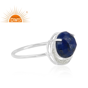 Zircon Set Lapis Lazuli Gemstone Ring Handmade Sterling Silver Designer Ring Wholesale Silver Jewelry Supplier - Product Image 2