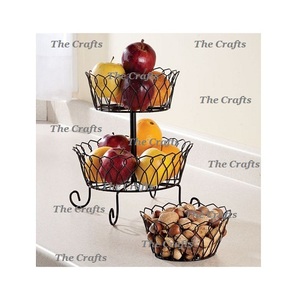 ตะกร้าลวดเหล็กสำหรับเคาน์เตอร์ห้องครัวสีดำตะกร้าผลไม้ผักคุณภาพดี - Product Image 2