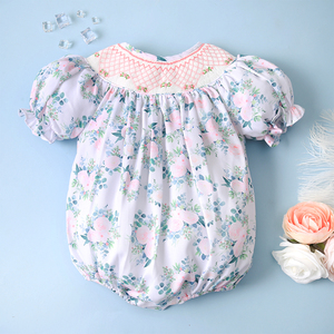 ชุดรอมเปอร์พองสำหรับเด็กหญิงทารก BB2181 100% ดีไซน์รูปดอกไม้เรขาคณิตออกแบบได้ตามต้องการ - Product Image 2