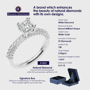 Rikhava Bague solitaire élégante en or blanc 10 carats pour femme avec diamant naturel Bijoux élégants - Product Image 3