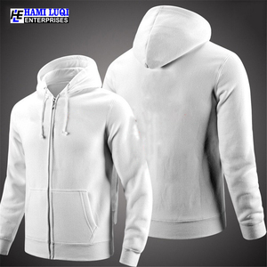 Sweats à capuche unis à manches longues et fermeture éclair coupe ajustée pour hommes vente en gros de sweats d'automne à imprimé polaire française avec deux poches - Product Image 4