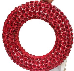 Espejo de pared decorativo con marco de Metal para decoración del hogar, gran belleza, color rosa, rojo - Product Image 1