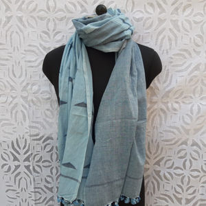 ผ้า jamdani ผ้าฝ้ายทอมือคุณภาพสูงพร้อมผ้าพันคอขอบแบบ Pom Pom ผ้าพันคอคลุมศีรษะฮิญาบ dupatta ผ้าพันคอเสื้อผ้าผู้หญิง - Product Image 5