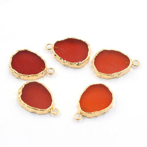 Red <b>Onyx</b> 20-22mm Pendant with Bail Pear Shape Gold Plated Brass Jewelry Findings Featuring Natural Stone and Metal - Product Image 1