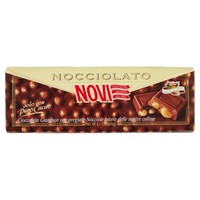 NOVI NOCCIOLATO Barre de chocolat italienne Gianduia aux noisettes entières, chocolat solide sucré 230g, certifié IFS/ISO/HACCP/BRC, durée de conservation de 18 mois