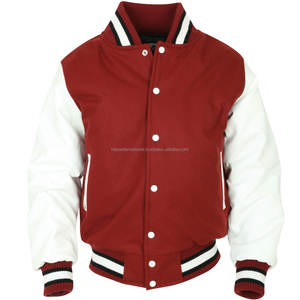 ผู้ผลิต HIVJ09 100% ผ้าขนสัตว์สีขาวแขนหนังและสองสีตัดตัวแทนแจ็คเก็ต - Product Image 1