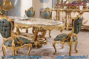 Ensemble de table à manger moderne en teck massif sculpté de luxe, design royal indien, meubles de décoration intérieure durables - Product Image 3