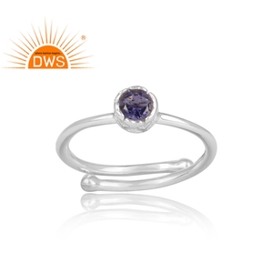 Natural Round Cut Iolite Gemstone <b>Ring</b> Jewelry Manufacturer <b>Indian</b> Handmade Silver Jewelry Supplier - Product Image 2