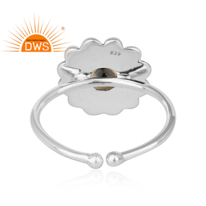 Natural Citrine Gemstone Antique <b>Oxidized</b> Sterling Silver Flower Ring Jewelry Supplier Classic Collection - Product Image 3