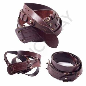 2024 Cinturón de cuero genuino marrón personalizado Ceremonial Duty Cross Utility Flejes con hebilla de metal al por mayor - Product Image 1