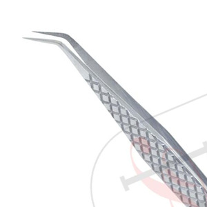 Pince à épiler, aiguilles fines courbées en acier inoxydable, 12mm, 45 degrés, couleur Sati, Design Elite en diamant, possibilité de personnaliser - Product Image 3