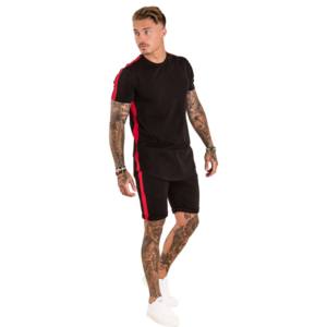 Custom Design Contrast Color Block panel Cotton T Shirt and Short Sets/2020 Men shorts - Product Image 5