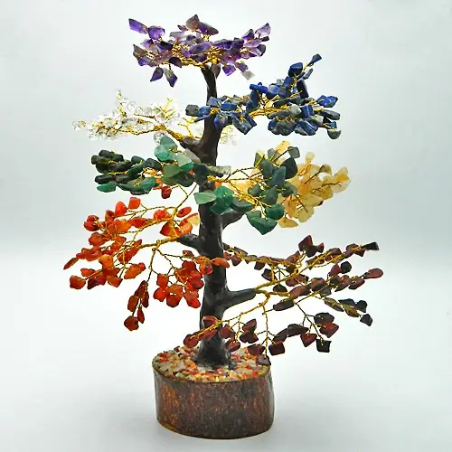 Yedi çakra taş ağacı doğal kristal 300 boncuk FENG SHUI para servet ağacı 7 çakra ev dekor şifa manevi
