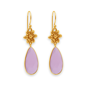 Pendientes de piedras preciosas de Calcedonia Rosa Plata de Ley 925 con tecnología de ajuste de bisel chapado en oro para fiestas - Product Image 5