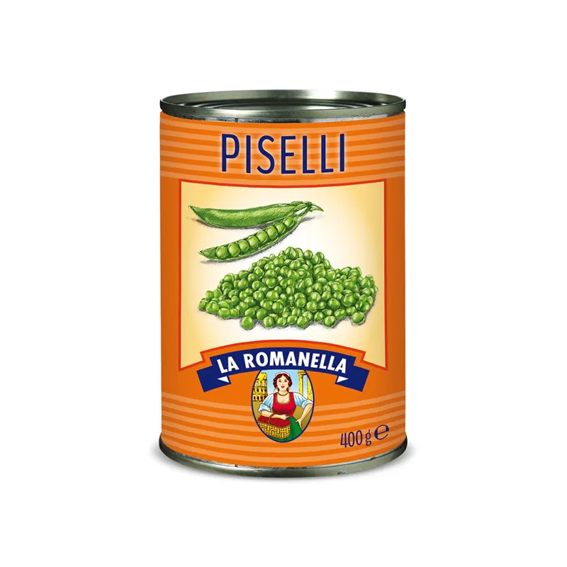 High Quality Made In Italy La Romanella Peas in cans Easy-open tins 24x400g Steamed Processing For Export
