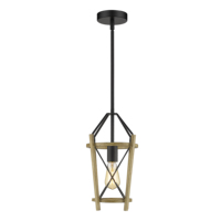 Lustre suspendu Inno Casa 2103-P1 industriel noir en bois et métal, 1 éclairage E26/E27, économie d'énergie, CRI 80, pour appartement