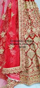 Lehenga — vêtements de mariée en soie, tenues brodées lourde, Collection, présentateur, nouvelle Collection rouge de styliste longha - Product Image 6