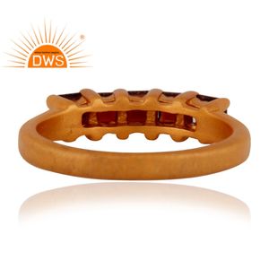 Bague en pierre précieuse grenat rouge audacieuse, vente en gros, bague de mariée en argent sterling plaqué or, collection classique - Product Image 3