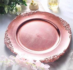 Assiette ronde en métal Unique et tendance, utilisée pour la vaisselle, couleur rose, Design moderne - Product Image 1