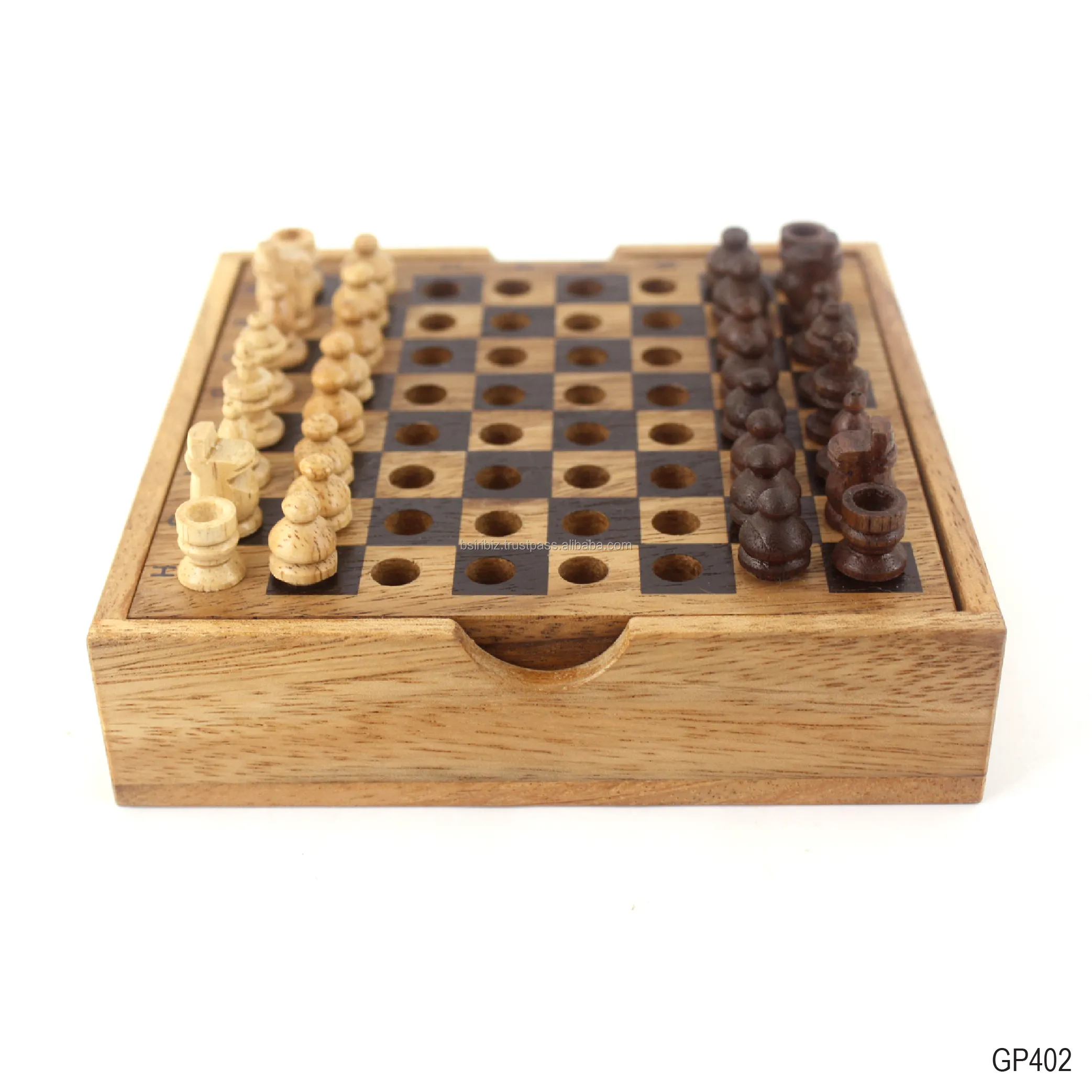 Jogo de xadrez de bolso de madeira, jogos para entretenimento do cérebro e tempo divertido, estratégia para crianças, jogos de família 14x14x3.2 cm de madeira