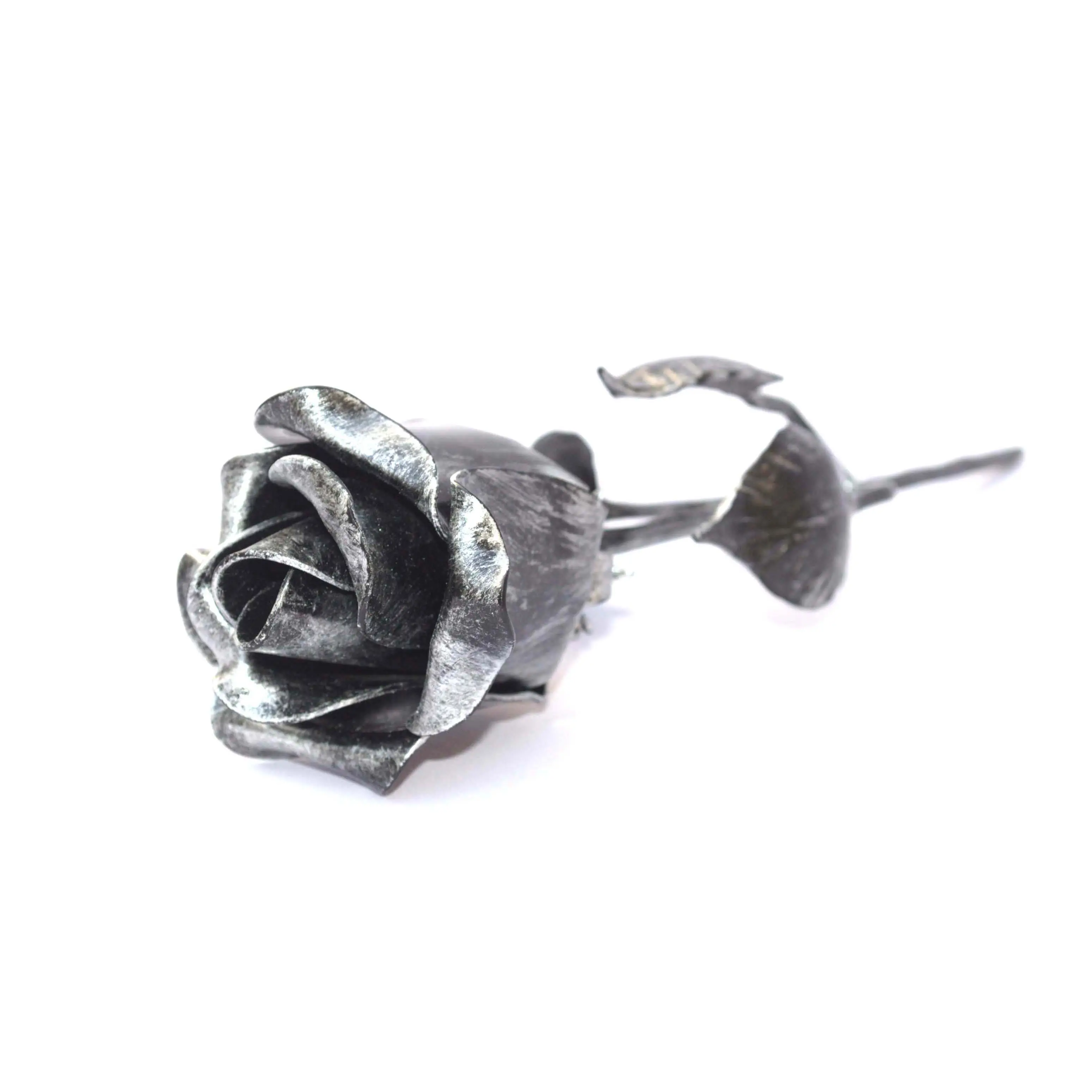 Metal Rose Steel Rose forjou flor Perfect art decor Silver Antique Decorative Flores Artificial Rose Flower