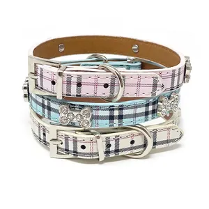 Cute Leather Plaid Collars For Dogs