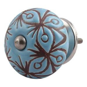 Kak — bouton de meuble en céramique Turquoise, fait à la main, motif Floral, idéale pour placard de cuisine, tiroir, porte, à bas prix - Product Image 1