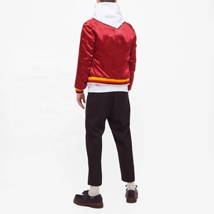 Wholesale Custom Embroidered Men's Varsity Satin <b>Baseball</b> <b>Bomber</b> <b>Jacket</b> with Stand Collar Eco-Friendly & Breathable - Product Image 3