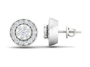 0.50 Ctw Real Diamond Cluster Stud <b>Earrings</b> 10K White Gold Screw <b>Back</b> | Round Halo Design Womens Elegant Fine Jewelry Gift - Product Image 3
