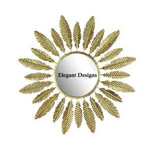 Miroir mural en métal fait à la main de qualité supérieure Miroir décoratif fantaisie enduit de poudre d'or Meilleure vente au prix de gros - Product Image 6