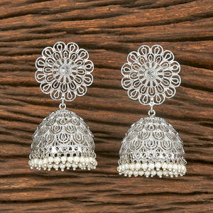 Pendientes antiguos Jhumki con rodio, 206914 - Product Image 1