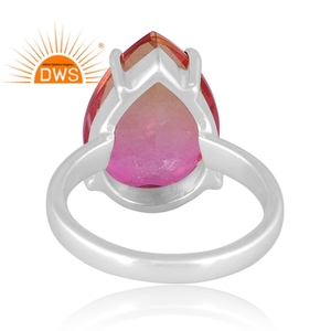 Handmade Fine Sterling Silver Natural Bio Pink Doublet <b>Quartz</b> Gemstone Stackable Wedding Party <b>Ring</b> - Product Image 4