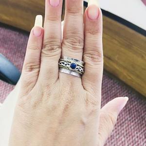 Bagues de mariage en argent sterling 925 avec diamant Fine Jewelry Fashion Lapis Cab Cabochon sur base en argent 925 - Product Image 5