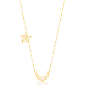 Croissant et étoile Design collier à breloques turc en gros bijoux artisanaux en argent sterling 925 - Product Image 1