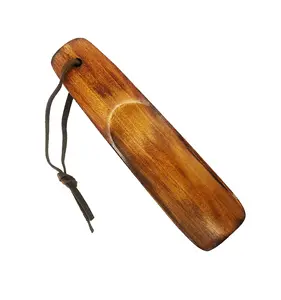 Best quality wooden shoe horn handmade leather hanging belt mini wooden shoe horn wholesale supplier handmade