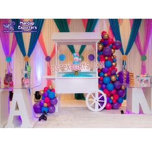 Impresionante decoración para fiestas de cumpleaños, carrito de dulces, puesto de carrito dulce para decoraciones de cumpleaños, decoración de eventos de bodas indias, carros de madera del Reino Unido - Product Image 1