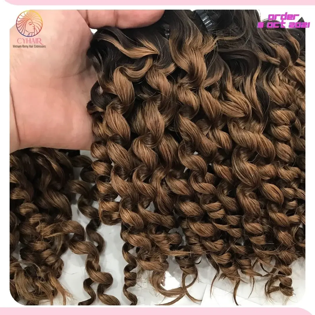 8 Oct 2021 Kinky Curly Hair Extensions Colored Double Drawn 100% Natural from Vietnam Hair Vendor