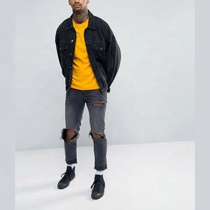 Vente en gros T-Shirt classique en tricot uni pour hommes couleur personnalisée pur coton coupe longue surdimensionnée motif de logo personnalisé respirant rapide - Product Image 3