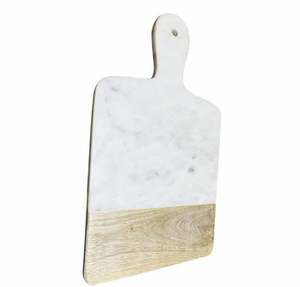 Planche à découper élégante en bois et en marbre avec finition naturelle, parfaite pour les assiettes à fromage, les ustensiles de cuisine et les articles d'hôtel - Product Image 3