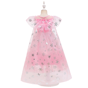 Robe longue de princesse de style preppy pour fillettes, motif floral à col rond avec volants, vêtement d'été en mousseline - Product Image 3