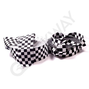Cinta de grogrén negra, estampada a cuadros, Blanca - Product Image 2