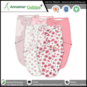 Indian Factory Supply Top Quality Organic Cotton Material Infant Newborn Adjustable Swaddle Wrap - Product Image 4