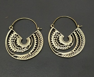 Boucles d'oreille pendantes en laiton, de style Tribal indien, rondes et colorées - Product Image 3
